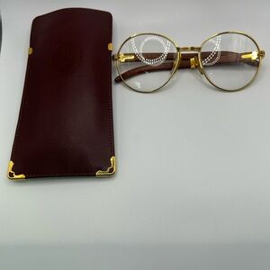 Cartier Giverny Vintage Wood/Gold Eyeglass Frames 55-18 135B  Authentic